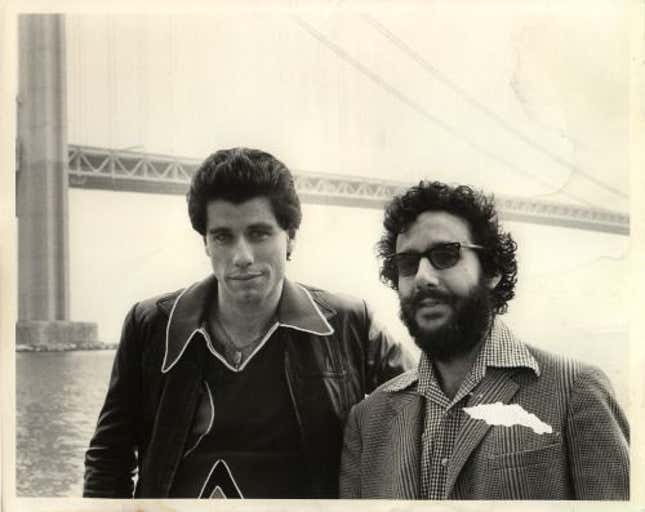 John Travolta and Lloyd Kaufman on the set of Saturday Night Fever