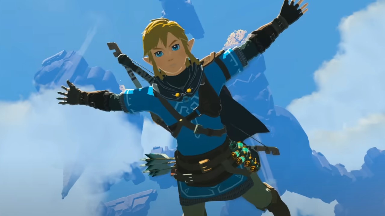 Link volant dans les airs dans The Legend of Zelda : Tears of the Kingdom