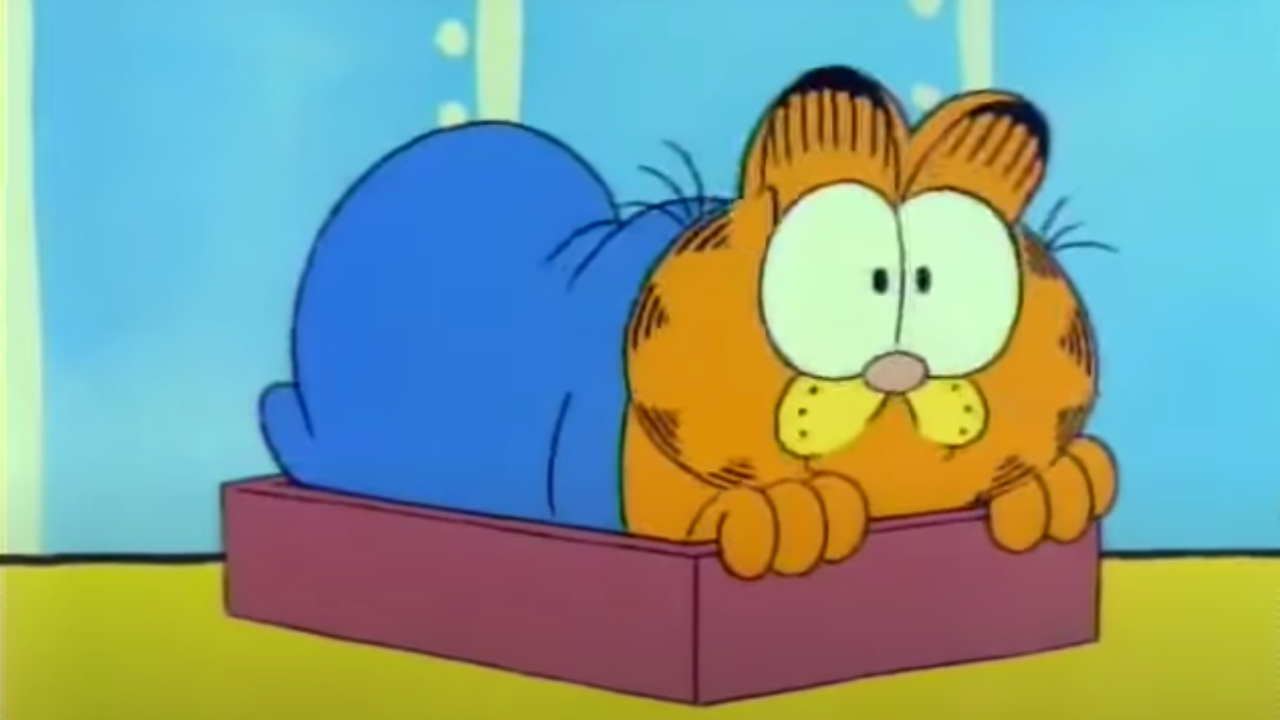 Garfield in seinem Bett bei Garfield and Friends