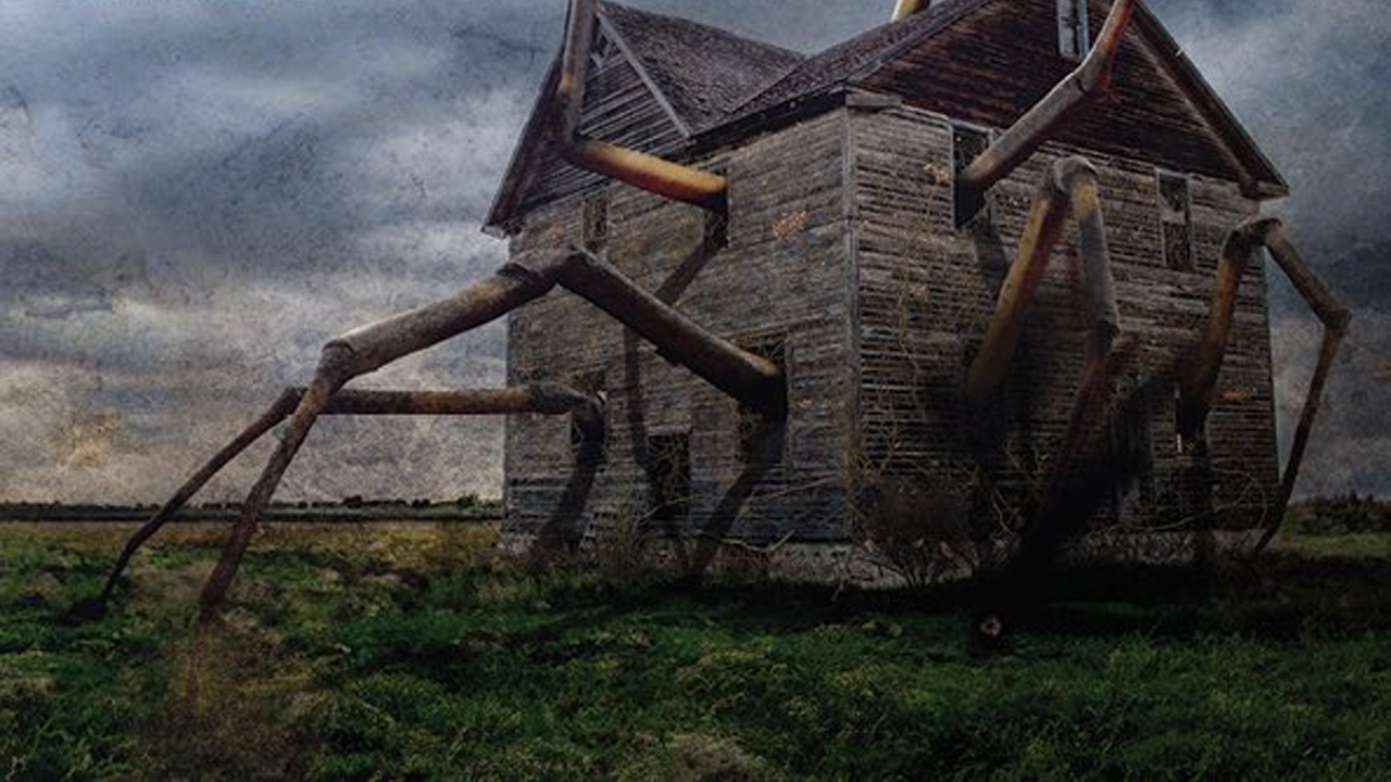 Une maison avec des pattes d'araignée en couverture de Cemetery Dance #79