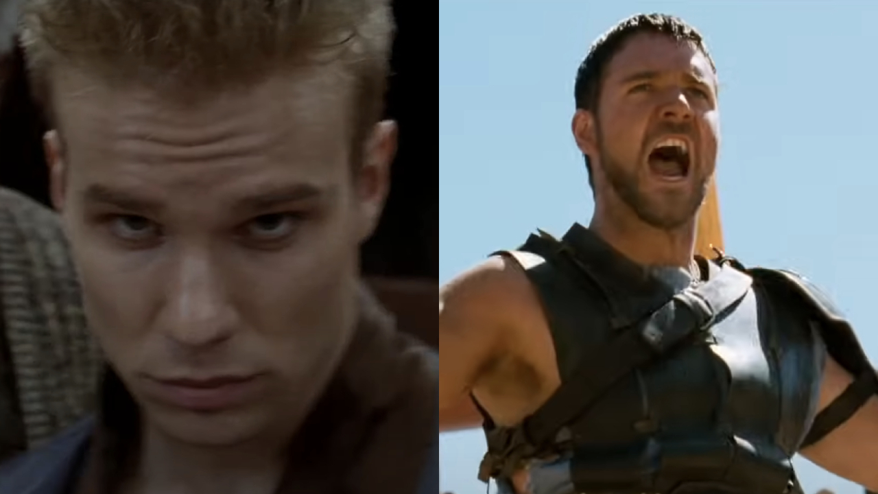 James Marshall in Gladiator und Russell Crowe in Gladiator