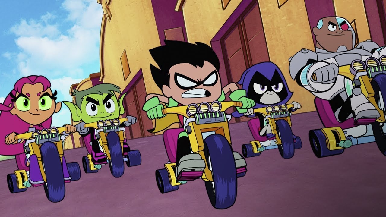 Les Teen Titans chevauchent des tricycles dans Teen Titans Go!  au cinéma