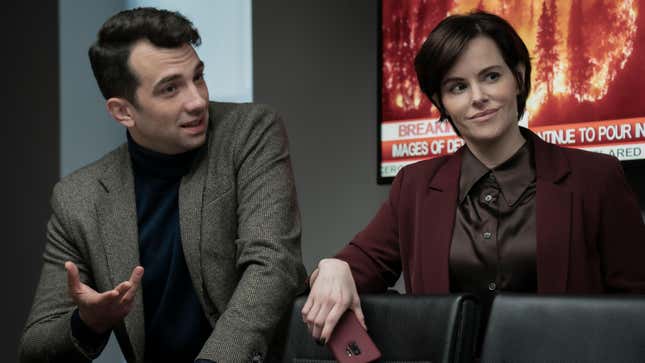 Jay Baruchel, Emily Hampshire in Humane